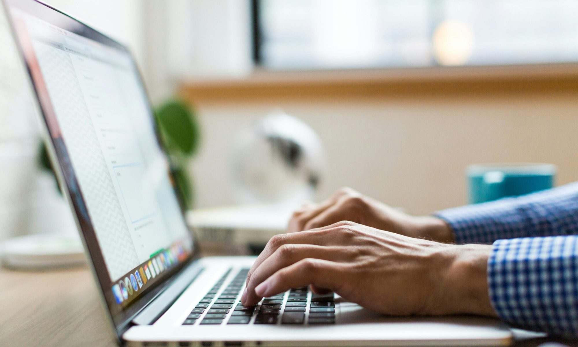 person typing on silver Macbook